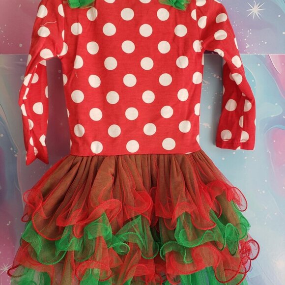 Santa Mickey Christmas Girls Dress - Picture 5 of 7